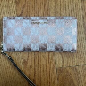 Michael Kors Pink shimmer Checkered Wallet